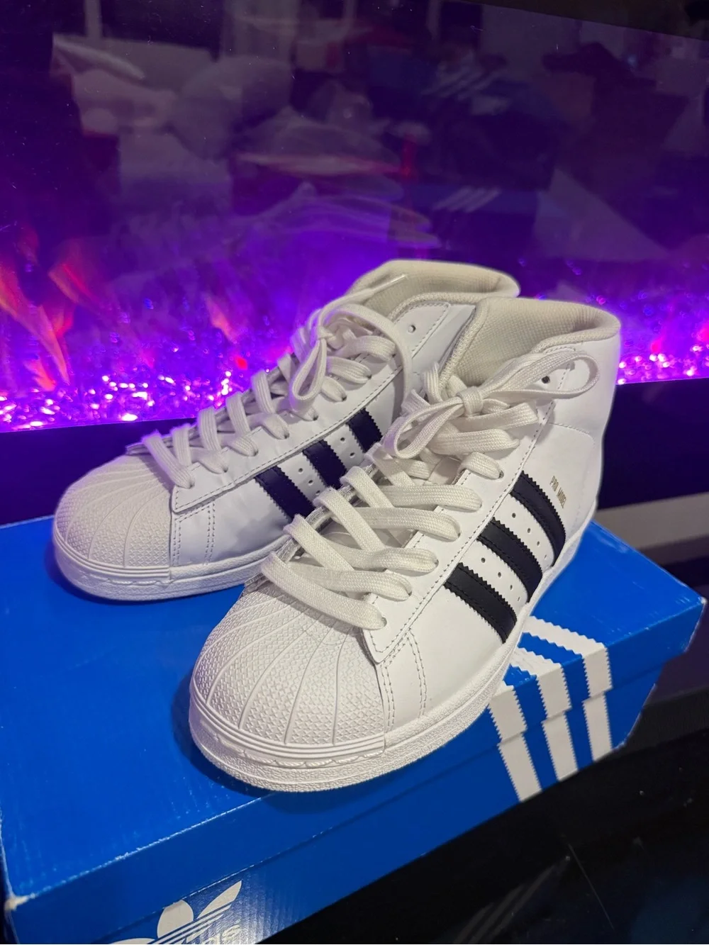 adidas White and Black Kids Classic Shell-Toe Sneakers